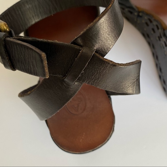 ASH Vanina black brown leather cut out design platform wedge open toe sandal - Picture 8 of 15